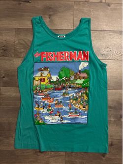 Vintage Tank Top T-shirt John Holladay Funny Parody 90s Medium The Fisherman