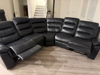 Black Leather Reclining Sectional Sofa
