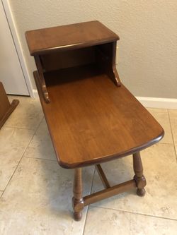Vintage Solid Wood End Table MCM / Nightstand / Side Table Two Tier 