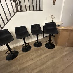 8 Black Swivel Adjustable Bar Stools 