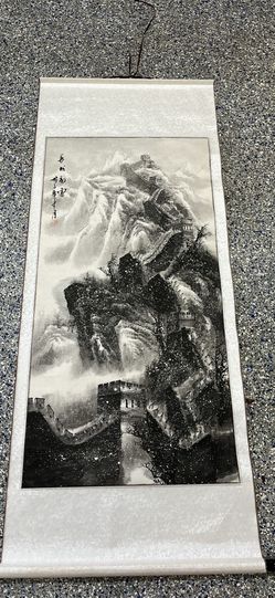 Chinese Ink Wash Painting Great Wall Landscape Scroll