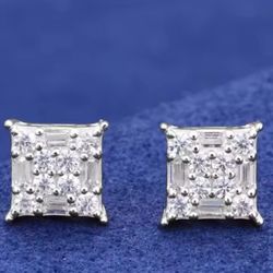 Stunning Moissanite Baguette Earrings  925s 7mm