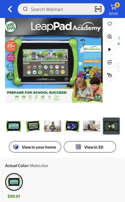 LeapFrog LeapPad Academy Learning Tablet - Green Plastic, Silicone with Accessories, Age Group 3-8 Years Old