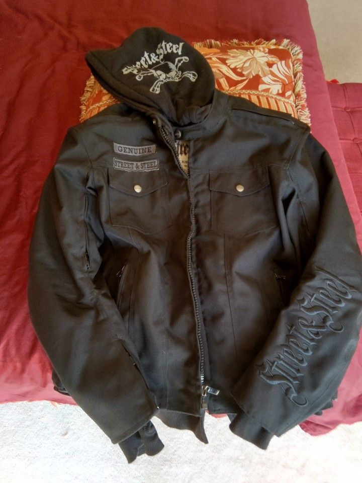 Street and Steel Anarchy Motorcycle Jacket with Hoody