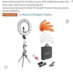 Neewer Ring Light Kit:18"/48cm Outer 55W 5500K Dimmable LED Ring Light, Light Stand, Carrying Bag for Camera,Smartphone,YouTube,TikTok,Self-Portrait S