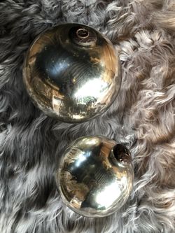 2 Large Ball Christmas Ornament Silver Gold Mercury Glass Mirrored Tree Decor