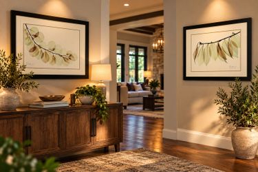 Matching Framed Botanical Leaf Art Prints 20x24 – Set of 2