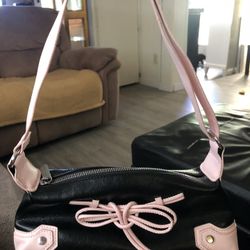Pink and black bow mini purse