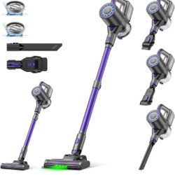 Cordless Vacuum Cleaner, Green LED Light, Lightweight Stick Vacuum Self-Standing, Vacuum Cleaners for Home Handheld Vacuum for Pet Hair, Carpet, and H