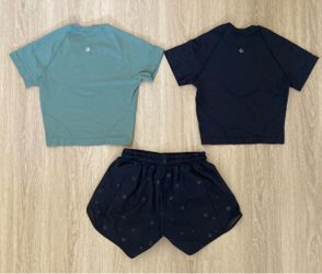 NEW LULULEMON Size 2 SWIFTLY TECH CROPPED SHIRTS & HOTTY HOT SHORT $25 EACH