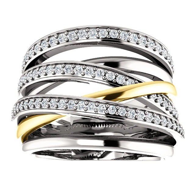 "Multi Layer Stackable White Zircon Macro Pave Rings for Women, PD276
 
  