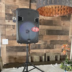 QFX 12” Bluetooth Portable Rechargeable Speaker  With Microphone, Speaker Stand &  LED Party Lights 🔊🎤🎶🎶🎶