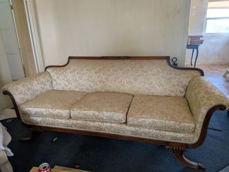 FREE Antique/Vintage Sofa – Approx. 100 Years Old – Ornate Wood Frame