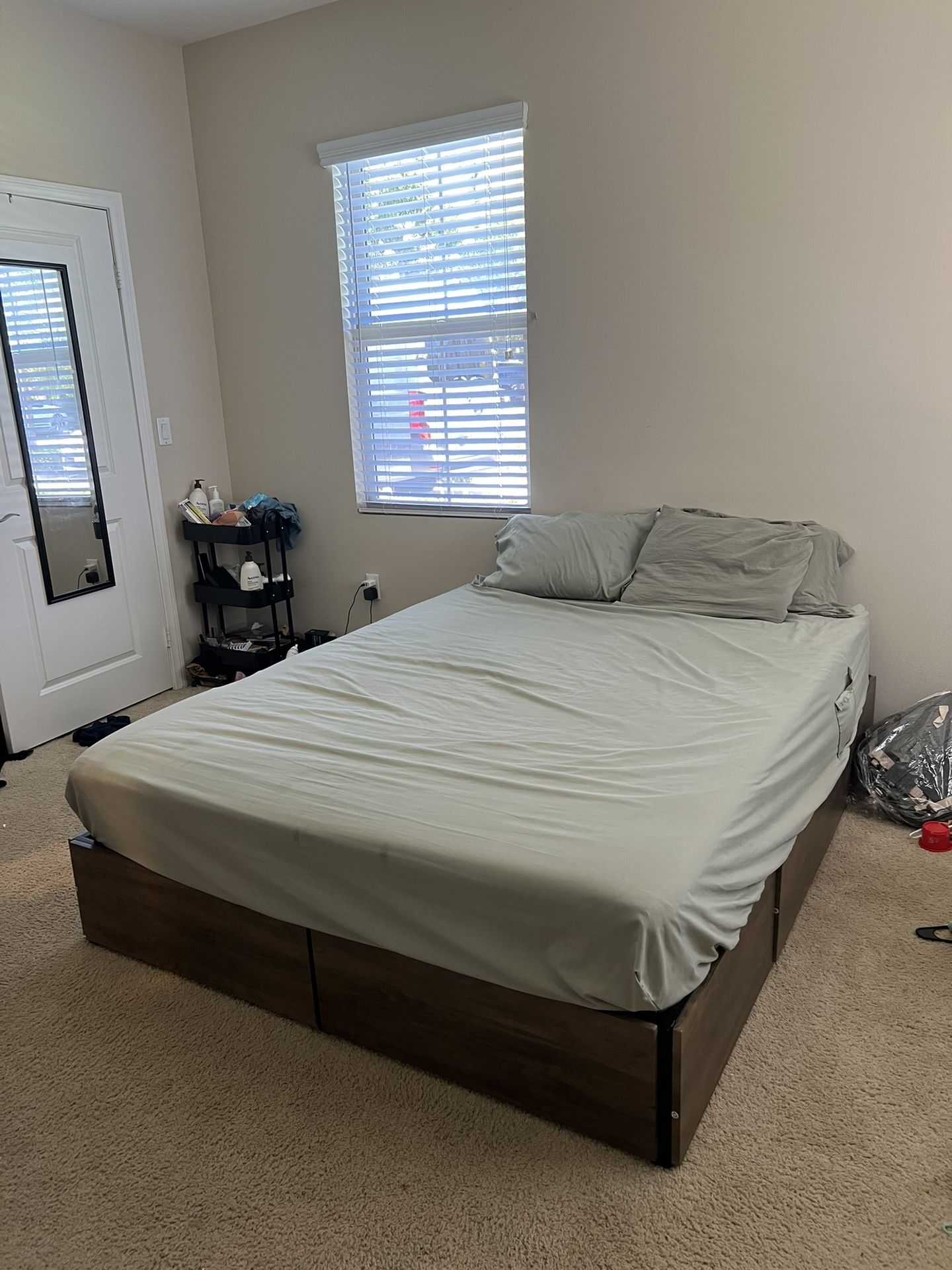 LIKIMIO Queen Storage Platform Bed Frame – 4 Drawers – $140 