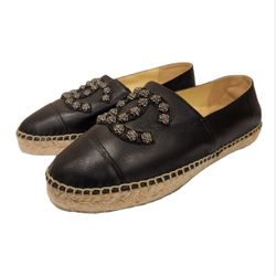 Chanel Black Stud Espidrals For Woman Size 8.5-9
