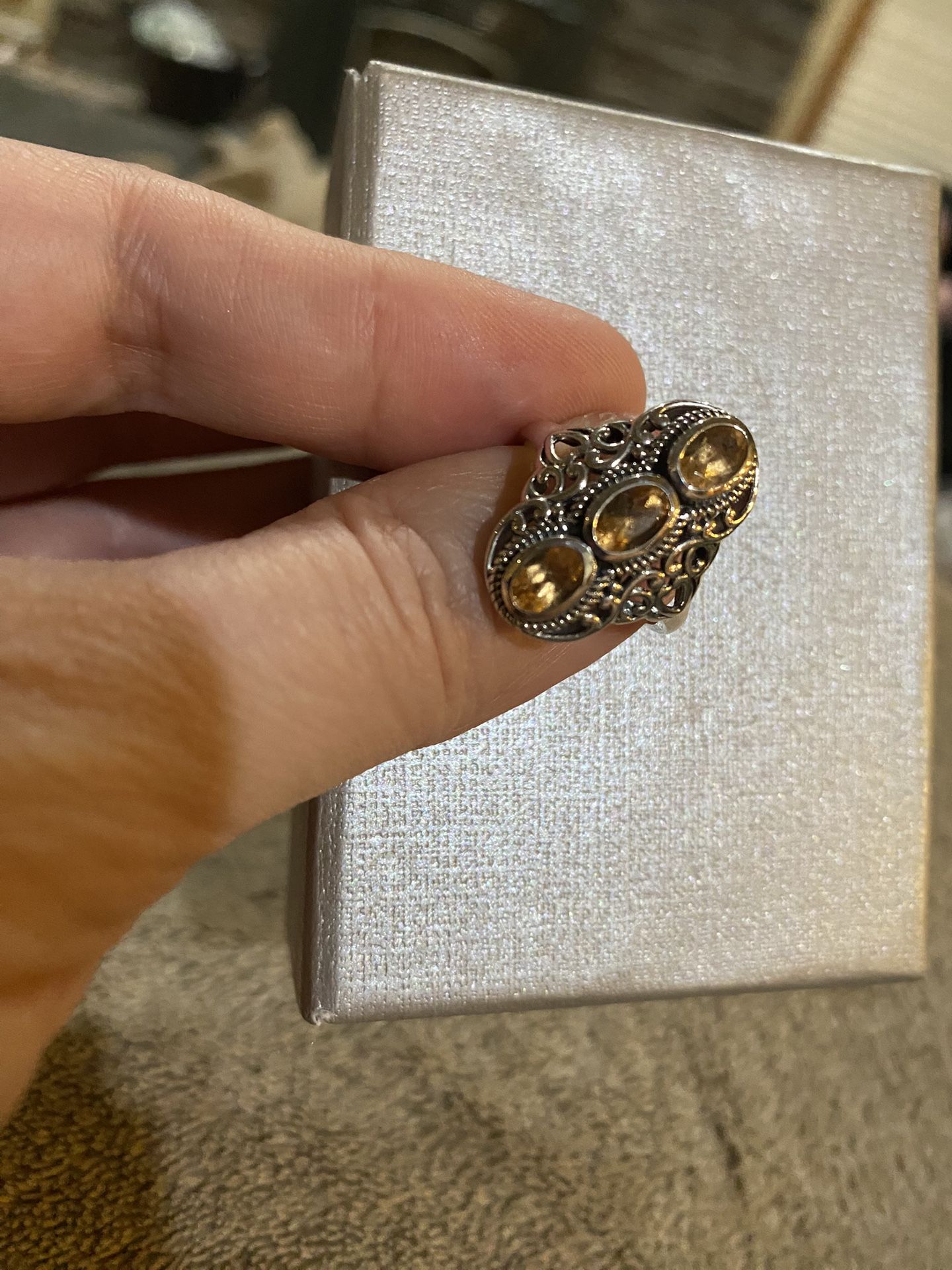 Gorgeous Ceylon Imperial Garnet Ring in Silver - Sz 8 - new!