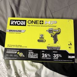 RYOBI ONE+ HP 18V Brushless Cordless Compact 1/2 in. Impact Wrench Kit with 2.0 Ah Battery and Charger