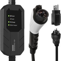 16 Amps Level 1-2 EV Charger, NEMA 6-20 Plug with NEMA 5-15 Adapter, Portable Electric Car Charger 
