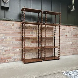 Pair Of Mid Century Bookshelves Bookcases Display Shelving Vintage