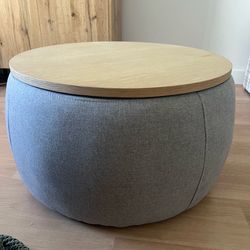 Round storage ottoman coffee table