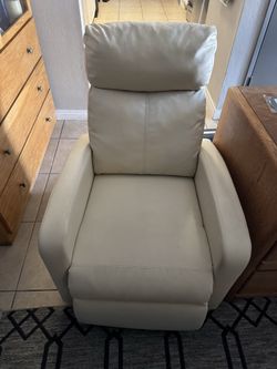 Two recliners white leather