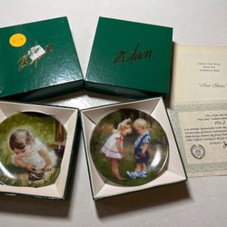 D2 Lot of 2 Donald Zolan Collector Plates “New Shoes” & “Turtle Curiosity” w/ COA & Boxes 