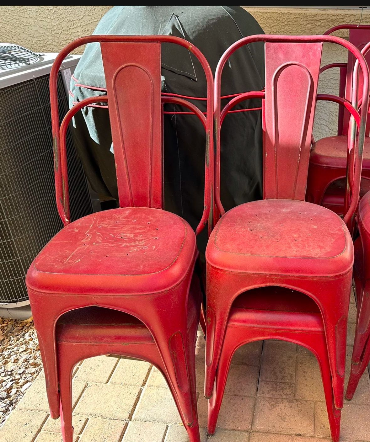 Red Metal Chairs (4)