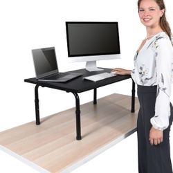 Stand Up Desk Store Desktop Adjustable Height Sturdy Standing Desk Converter Computer Riser (Black, 24" Wide)