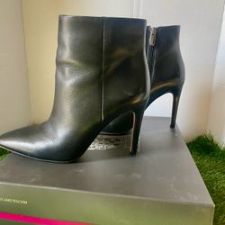 Vince Camuto Black Leather Heeled Ankle Boots