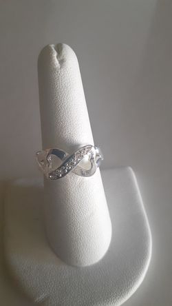 925 Sterling Silver Heart Infinity Ring Size 7