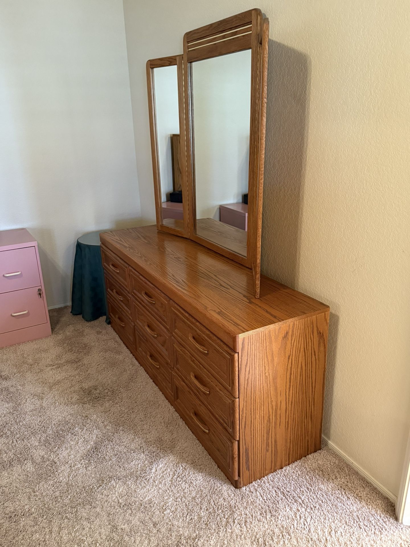 Wood Dresser With Mirror