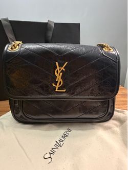 Saint Laurent Niki Medium in Black Vintage Crinkled Leather
