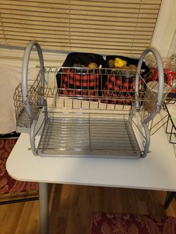 Metal Sliver Dish Rack + Free Black Dish Rack