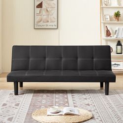 Black PU modern sofa bed