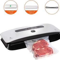 Vacuum Sealer Machine, Vacuum Sealer Bags for Food Preservation, Food Automatic Vacuum Air Sealing System w/Dry & Moist Mode Starter Kit