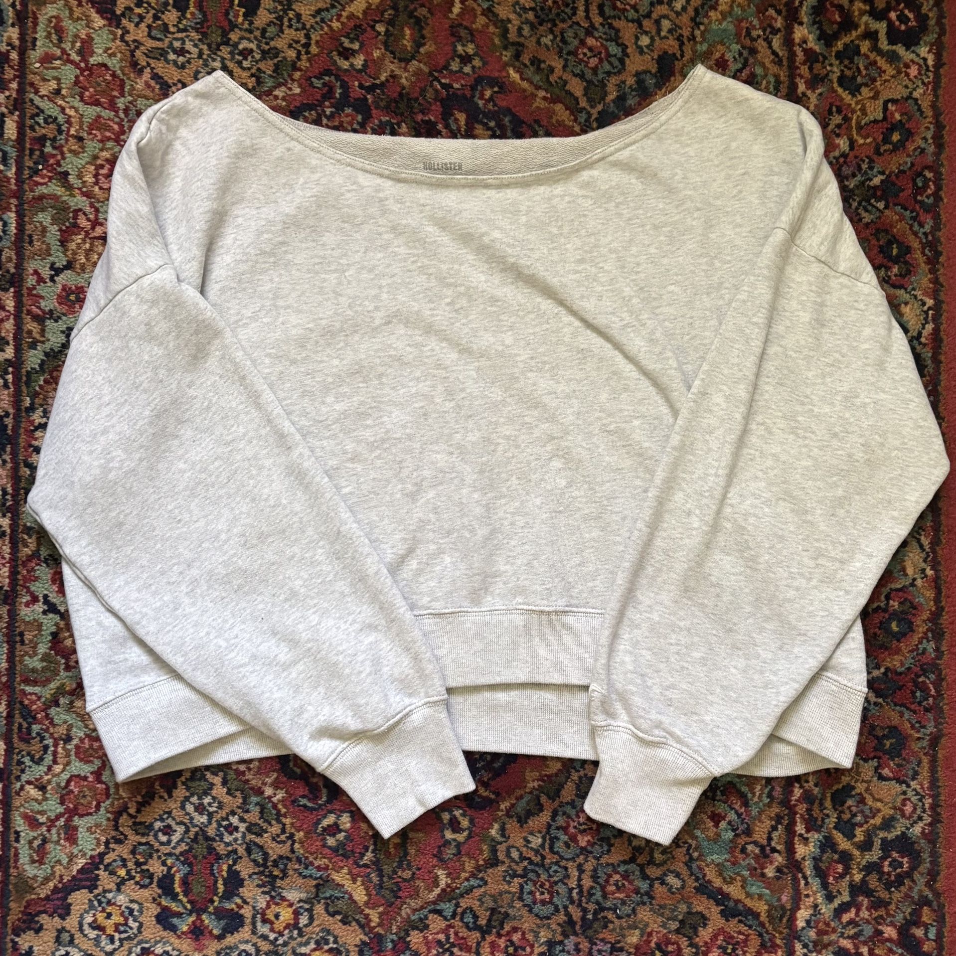 Hollister Gray Off Shoulder Sweatshirt