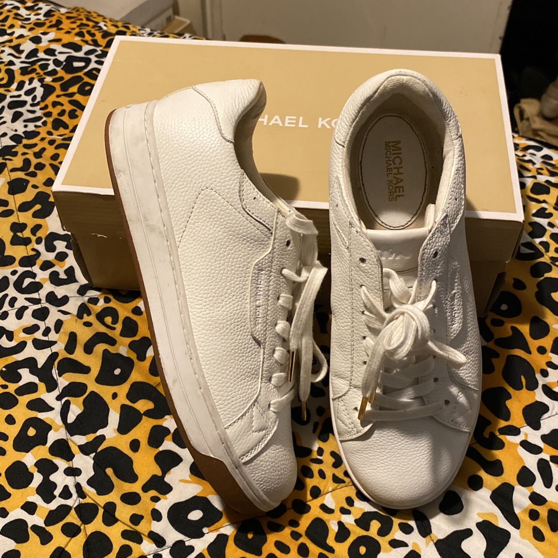 White Leather Michael Kors, Tennis Shoes