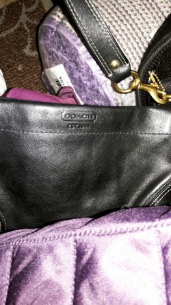 Black leather coach purse