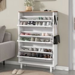 Modern Shoe Cabinet with 3 Flip Drawers,Free Standing Shoe Rack for Hallway