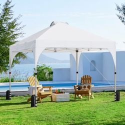 Pop Up Canopy with Roller Bag and Sandbags, White