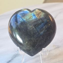 0.4 lb (183g) Labradorite Heart Quartz Crystal