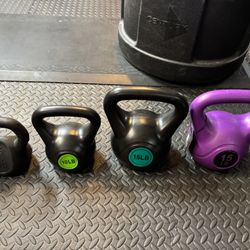 Kettlebells 2 15lb’s, 1 10lb, 1-5lb