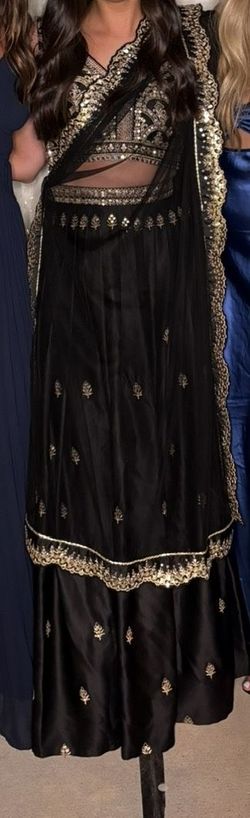 Black And Gold Lehenga