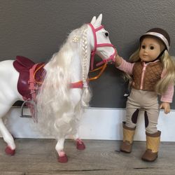 18” Doll Equestrian Outfit And Horse