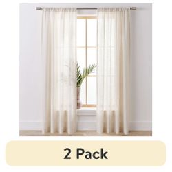 2 pack Better Homes & Gardens Light Filtering Linen Blend Rod Pocket Curtain, Single Panel