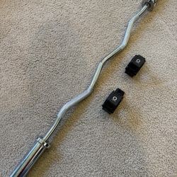 Hudson Steel Commercial Olympic Easy Curl Barbell With Lock Jaw Collars