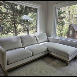 Boucle Sectional - Sand & Wood Base 