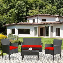 Outdoor Patio 4 Piece Set Furniture Red