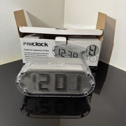 Rare PINCLOCK by DAKA PIN CLOCK Mechanical Displays Time Silver