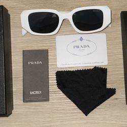 PRADA White Rectangle Sunglasses